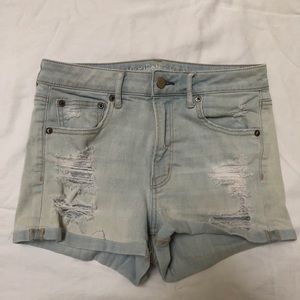 American Eagle ripped high waisted denim shorts
